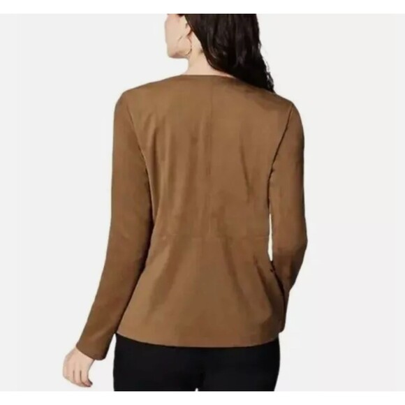 J. Jill Moto Jacket 3X Vegan Faux Suede Acorn Brown Soft Fall Zip Pockets Fall - Picture 11 of 15